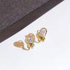 Small Design Micro Zircon Stud Earrings Love Earrings Simple Student Ear Clips Female