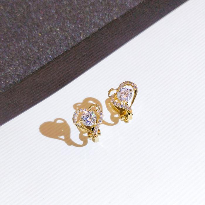 Small Design Micro Zircon Stud Earrings Love Earrings Simple Student Ear Clips Female
