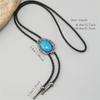 Lightweight Adjustable Cowboy Bolo Tie With Crack Turquoises Pendant Western Leather Necktie Necklace For Men And Women