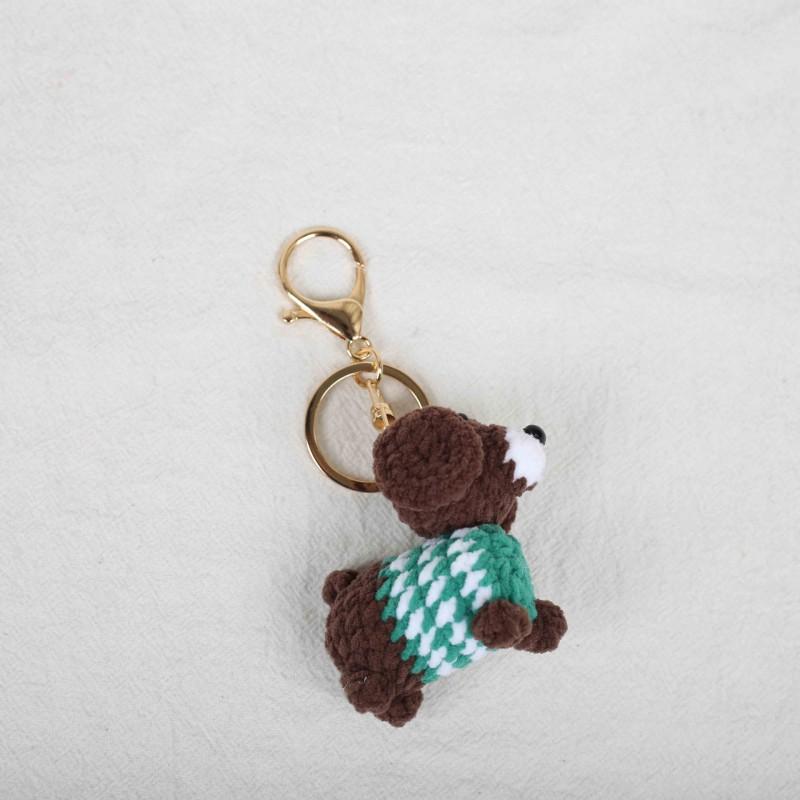Funny Rainbow Puppy Keychain Handmaking Crochet Puppy Doll Keychain Knitted Dachshund Dog Keychain Custom Accessories