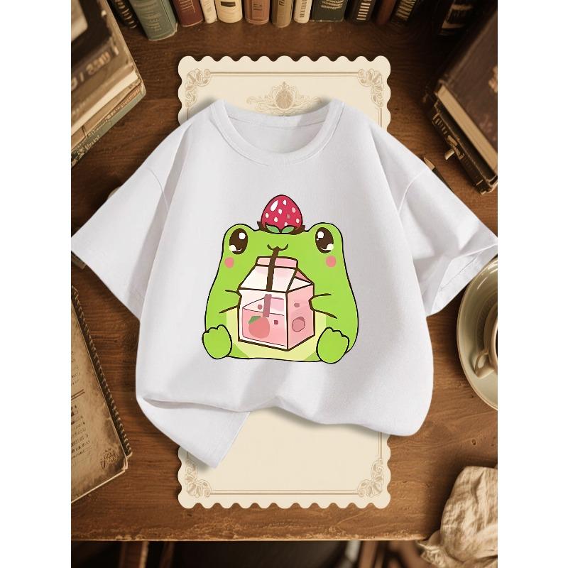European sizes Girls Fashion Round Neck T-Shirt 110 белый