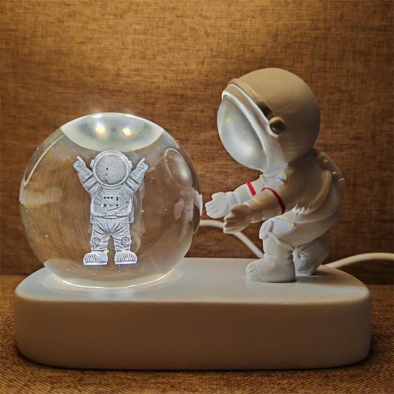 Astronaut Creativ 3D Minge de Cristal Led Lumină de noapte pentru Dormitor Copii Planetă Spațiu Lampă Sistem Solar USB Cadou de Crăciun pentru copii