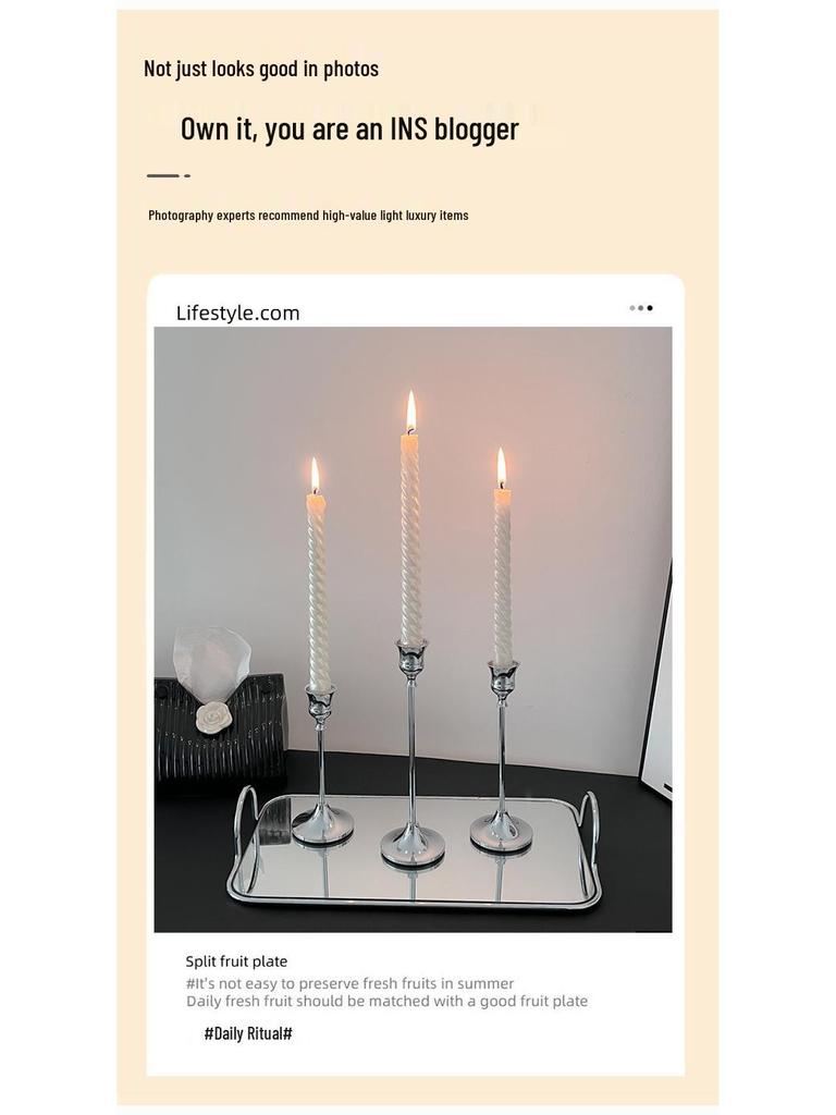 Nordic Style Silver Candlestick for Romantic Candlelight Dinners and Festive Table Decor