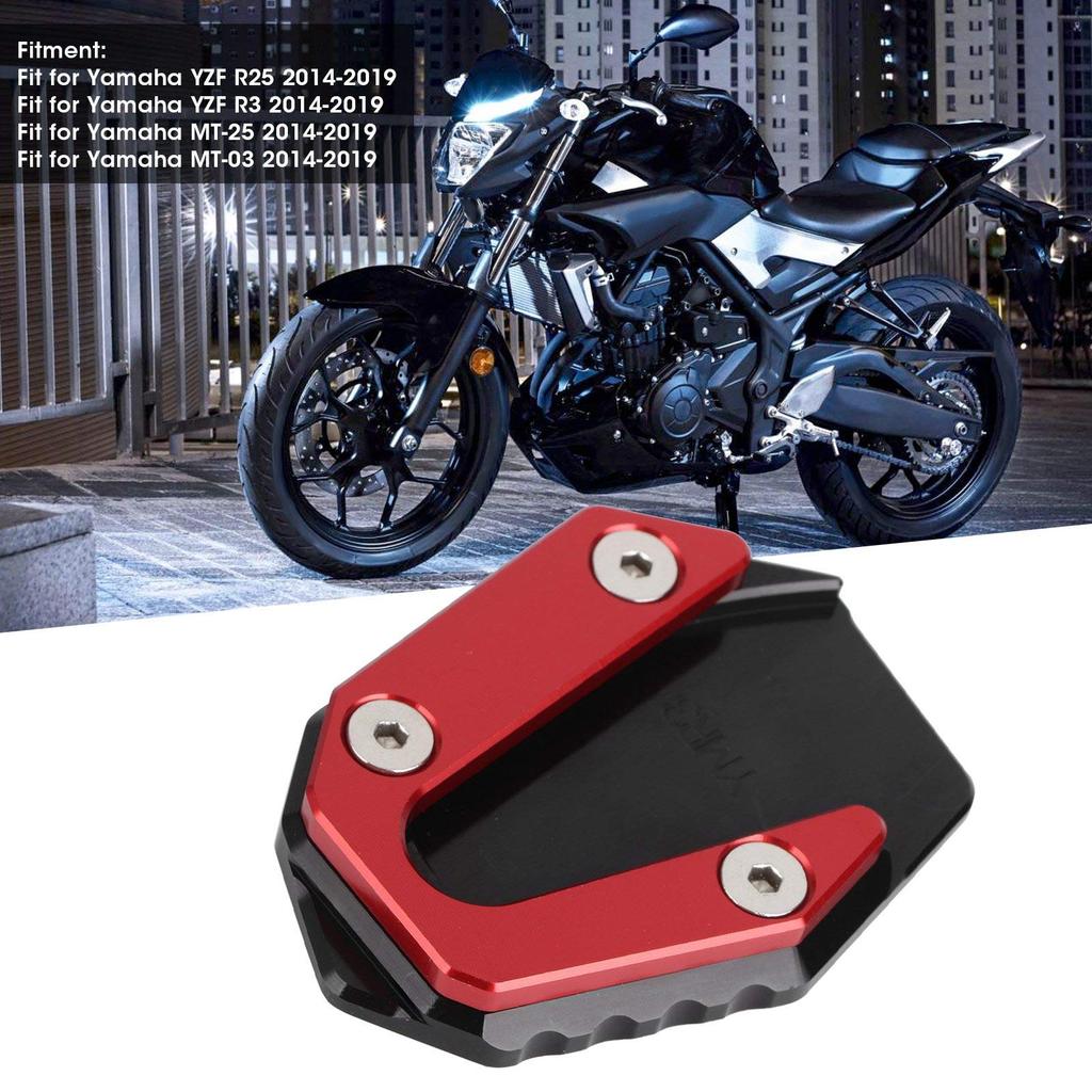 Motorcycle Kickstand Pad, Akozon Multicolor Anti-Slip CNC Aluminum Alloy Side Stand Plate Pad Fit