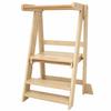 GINGER HOME Tour Montessori Enfant Pliable, Natural Solid Wood Learning Tower, Safe Kitchen Step Stool, 51x37x92 Cm