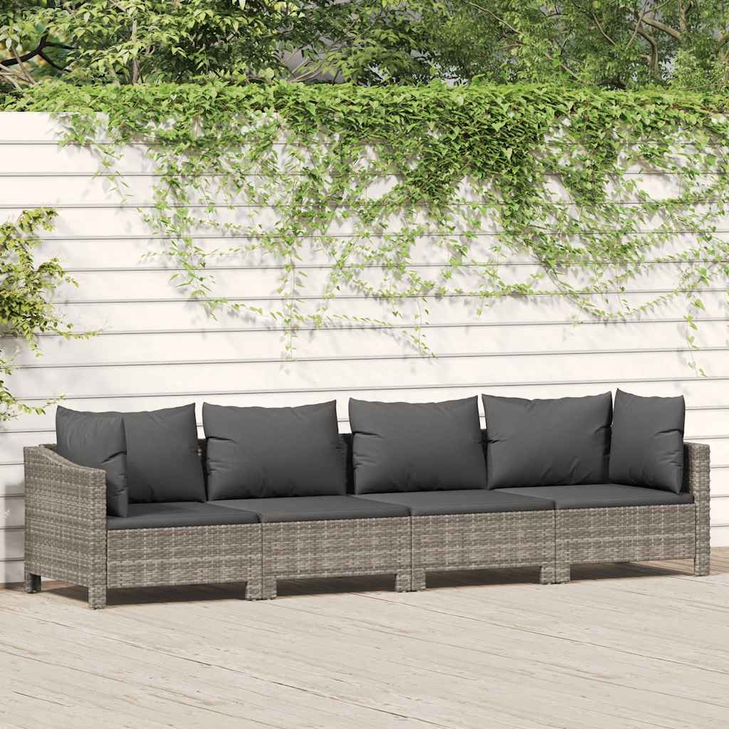 Vidaxl 4-Cz. Garden Lounge Set, Cushions, Grey PE Rattan