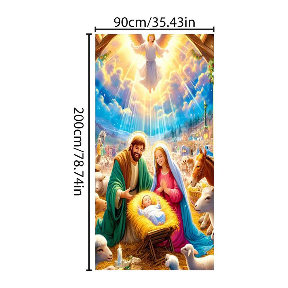 Juldörrsklädsel Utomhusmaterial Religiös Julkrubba Heminredning Juldörrbanderoll för Högtider Födelsedagsfester Kontor