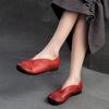Women's Spring Vintage Casual Shoes - Top Layer Cowhide Slip-On Mom Shoes with Soft Sole, Round Toe Comfortable Low-Top Shoes