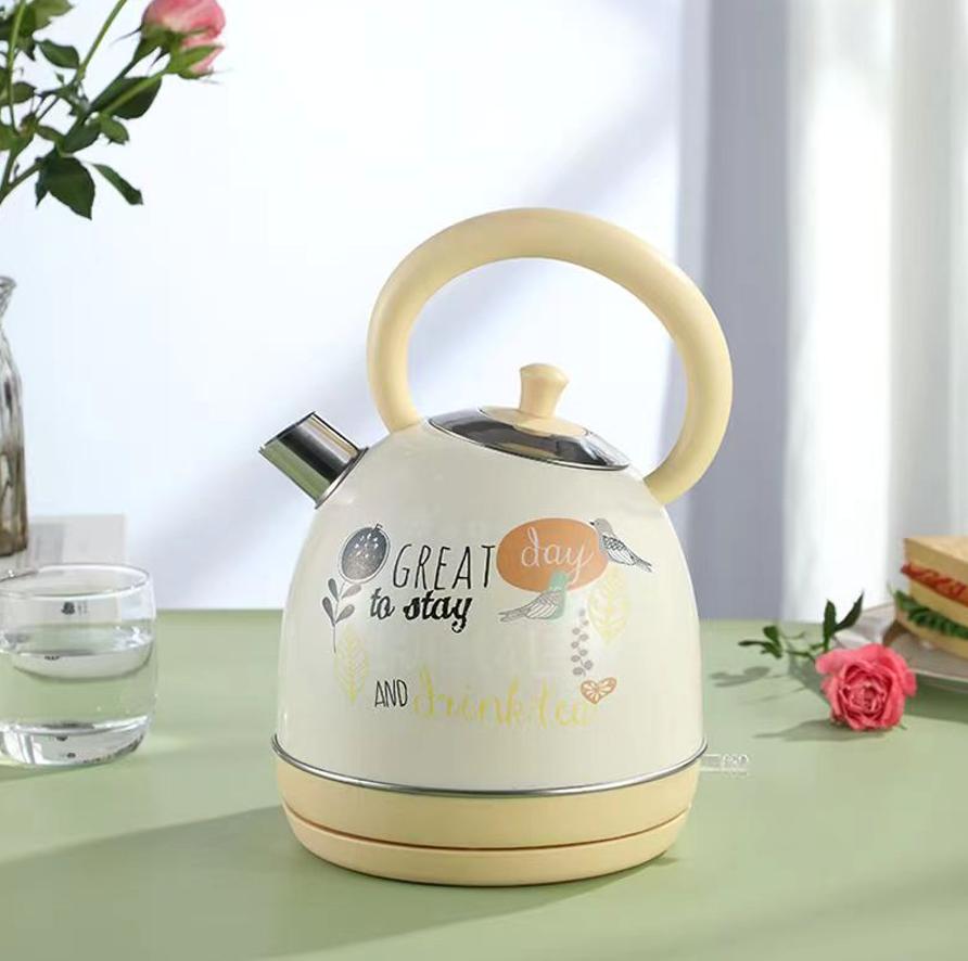 1850W Rapid Boiling Electric Kettle with 1.8L Flower-Printed Hot Water, SUS304 Stainless Steel, LED Display, BPA-Free