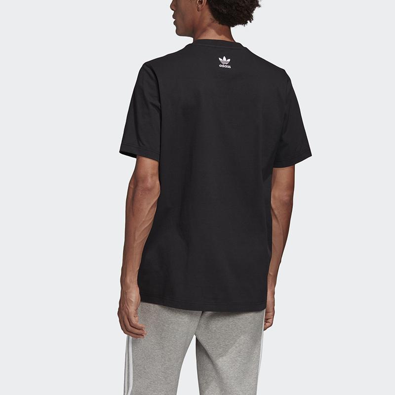 Adidas Originals Trefoil Logo Print Crew Neck Short Sleeve T-Shirt Men Tops Black GK5909