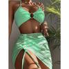 Rim Bikini Three-piece Split Bikini Pleated Women's Swimsuit
