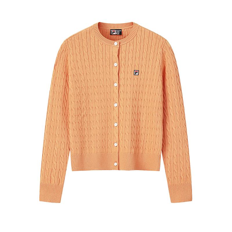 

FILA Heritage Fashion Simple Classic Retro Casual Everyday Versatile Comfortable Knitted Cardigan Sweater Women sweater Pink Orange F11W618408FOR M