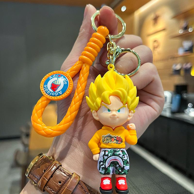 Anime Dragon Ball Keychain Z Super Saiyan Son Goku Bulma Broly Piccolo Majin Buu Series Kawaii Bag Pendant Keyring Toys Gifts
