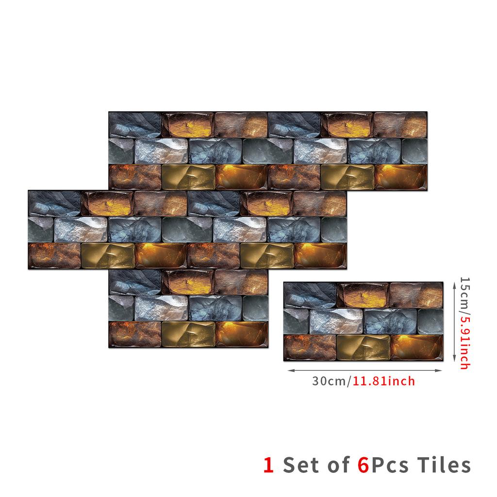 Retro American Crystal Self-Adhesive Wallpaper, Bedroom Self-Dipping Pvc Kitchen Waterproof Wall Sticker Tile Sticker