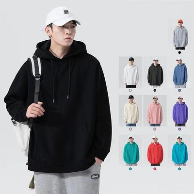 Heren Plus Fluweel Hoodie - Dik, Los, Trendy Hong Kong Stijl, Effen Kleur, Unisex Top voor Herfst/Winter