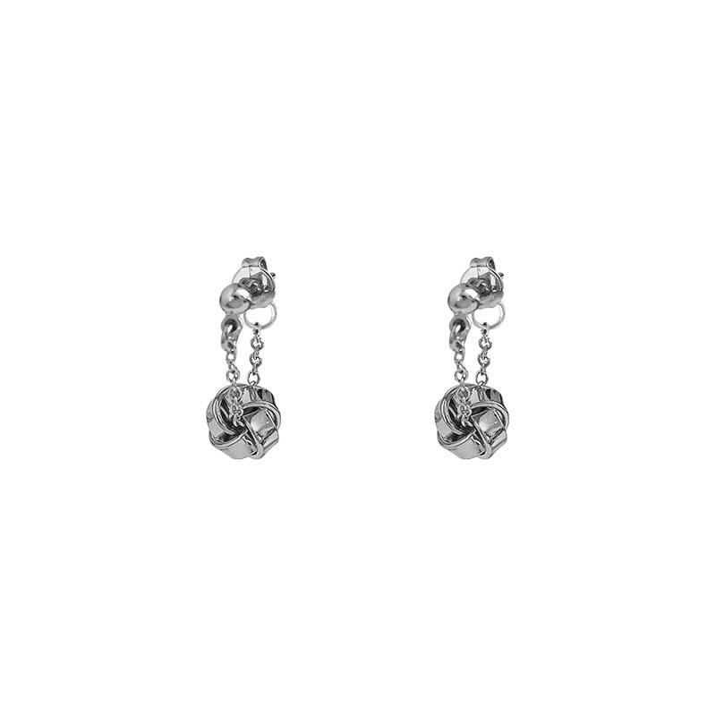 Korean & Japanese Celebrity Style Metal Knot Chain Stud Earrings - French Luxury Two-Sided Wear