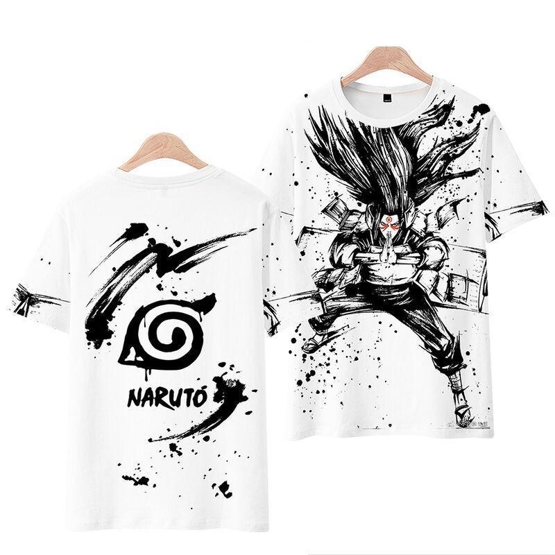 Japanisches Manga 3D-gedrucktes Kurzarm-T-Shirt Sommer Atmungsaktives Polyester Einfaches Rundhals-Oberteil