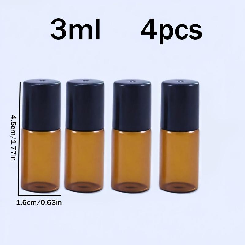 4pcs 0.03/0.07/0.1/0.17oz Amber Roller Bottles,Empty Rollerball Essential Oil Bottles,Perfume Dispensers,Transparent Waterproof Rollerball Bottles