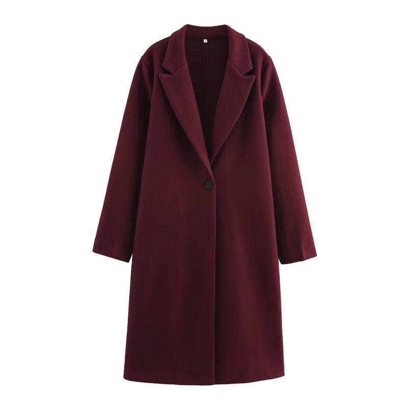 

Kaslead New Arrival Women s Clothing Fashion Style Fashion All-Match Button Decoration Soft Coat Outwear 4344660 Burgundy L