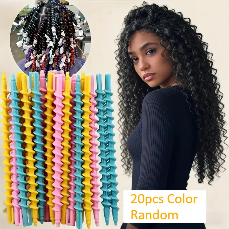 20pcs No Heat Hair Curlers Set - Spiral Rollers DIY Styling Tool, Colorful Plastic Curlers for Medium Long Hair Daily Gif, Curl