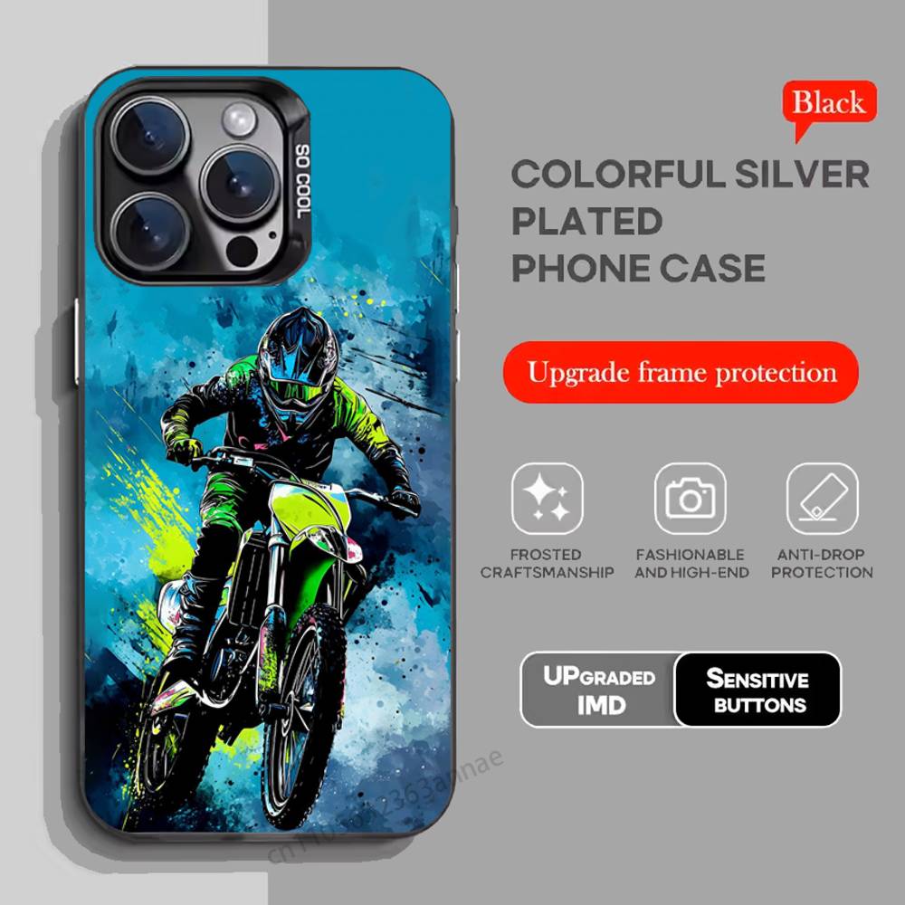 Motorcycle Rider Phone Case for iPhone 15 16 Pro Max Air SE 11 13 Pro 14 Plus 12 11Pro 15Pro Max 16e Cover