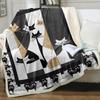 Grey and White Cats Blanket Plush Sherpa Flannel Throw Blankets for Couch Sofa Super Soft Blanket Bedroom TV Throw Blanket Full