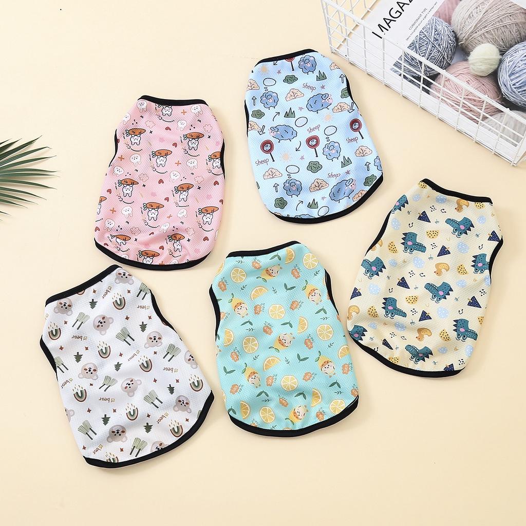 Dinosaur Printed Dog Vest Breathable Dog Clothes for Shih Tzu Thin Puppy Cat Tshirt Pet Cloth