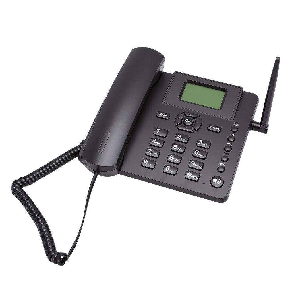 Kabelloses GSM-Tischtelefon Quadband Dual-SIM-Karte 2G Festnetz-Schnurlostelefon mit Antenne Radio Wecker für Anrufe zu Hause