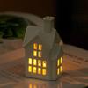 Ceramic House Decor Shape Candle Holder, White Hollow Tea Light Holder Durable Craft Gift Ornament, Artistic Miniature Figurine for Christmas