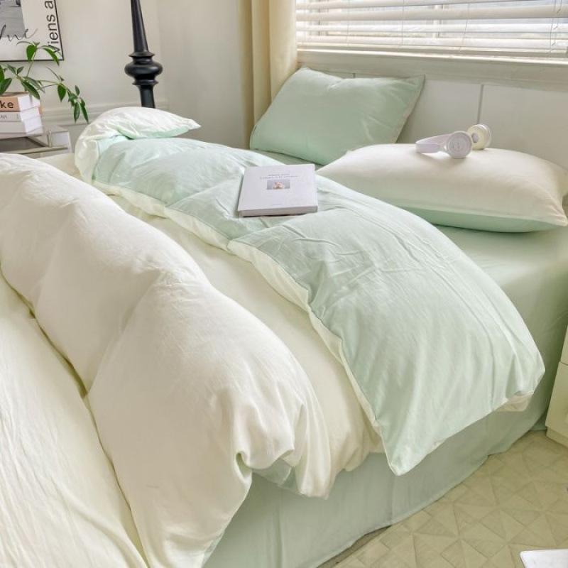 Class A Maternal And Infant Grade Super Soft Cloud Washed Cotton Four-Piece Set Thickened Bed Sheet Dormitory 3Pcs Set Bedding Quilt Cover