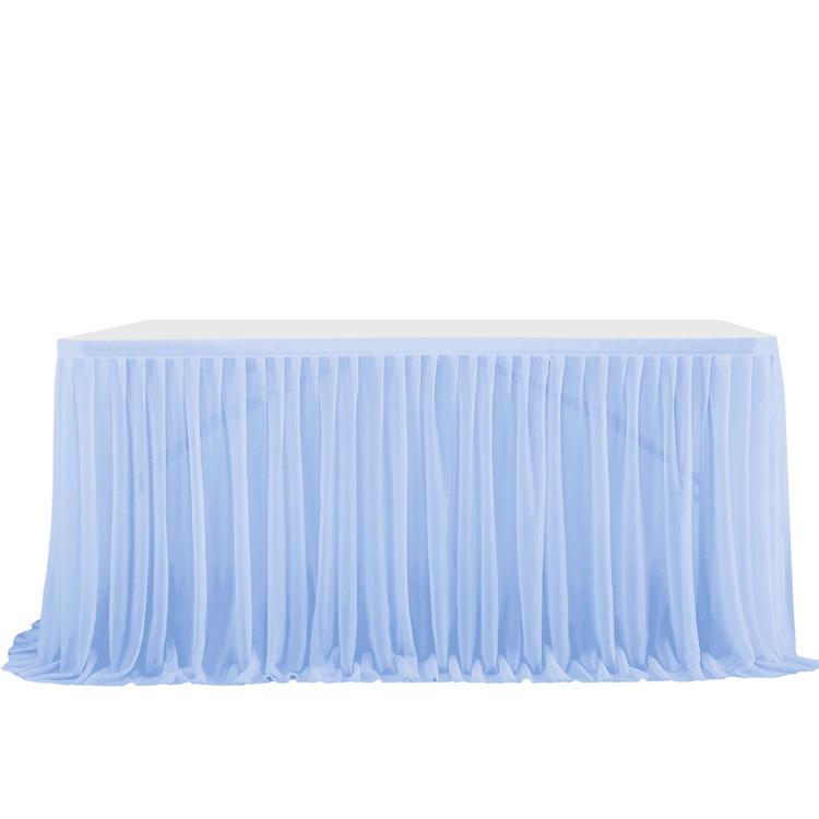 Table Skirt Pleated Table Circumference Birthday Party Wedding Decoration Ruffle Edge Elastic Thin Gauze Table Skirt Tulle