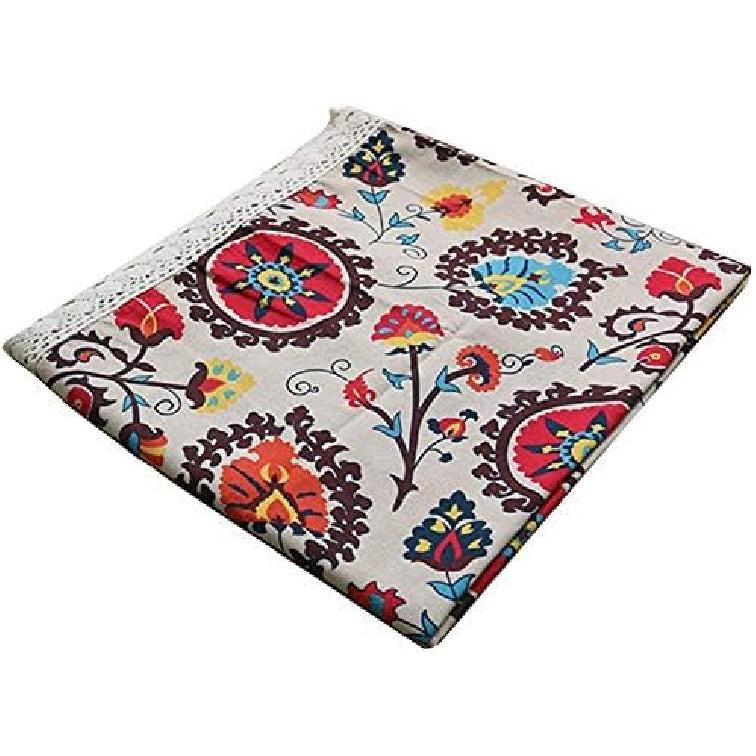 Aothpher 24x24 Inches Modern Boho Floral Jacquard Washable Small Tablecloths with Lace for Dining Table