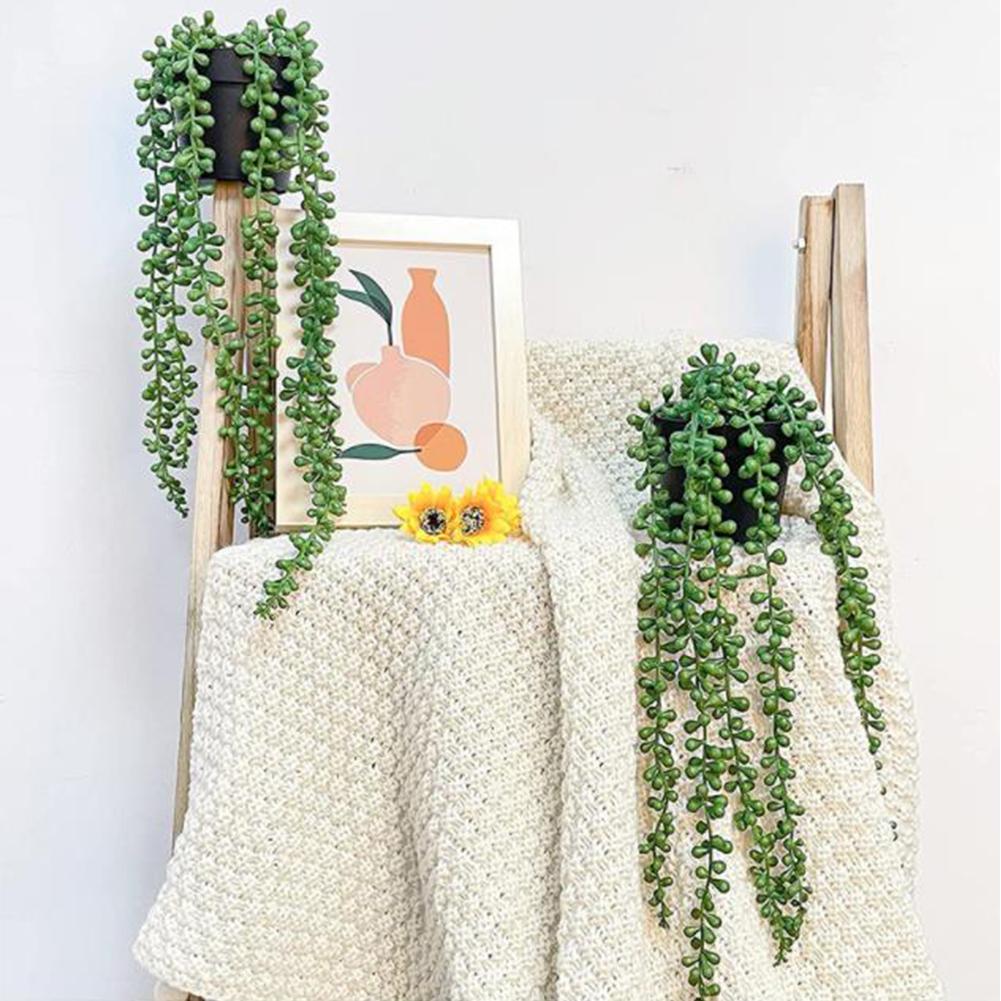 Artificial Plant Vine Plastic Artificial Succulent Hanging Plant For Home Bookshelves Party Wedding