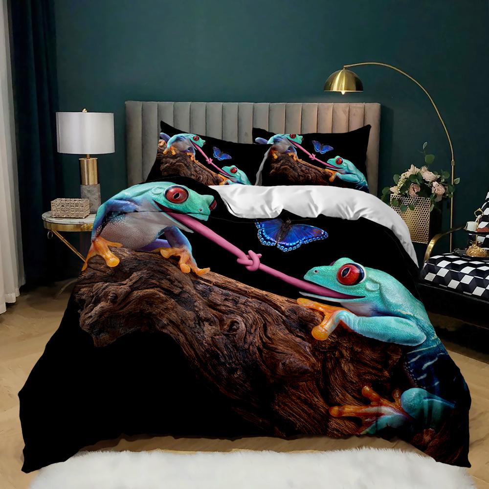 Steppdecke Frosch Reptil Wildtier Tier Steppdecke Für Jugendliche Erwachsene Twin Double Queen King Size Polyester Steppdecke