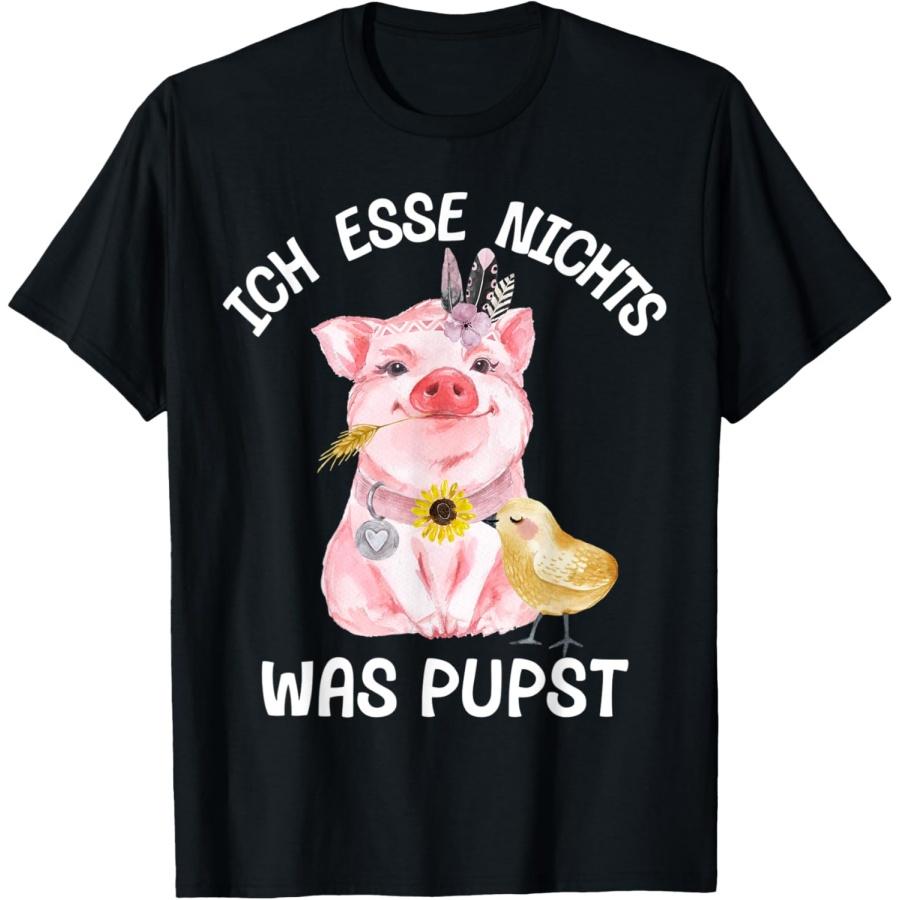 Ich Esse Nichts Was Pupst Vegan Vegetarian Animal Love Pig T-Shirt XXXXXL чёрный