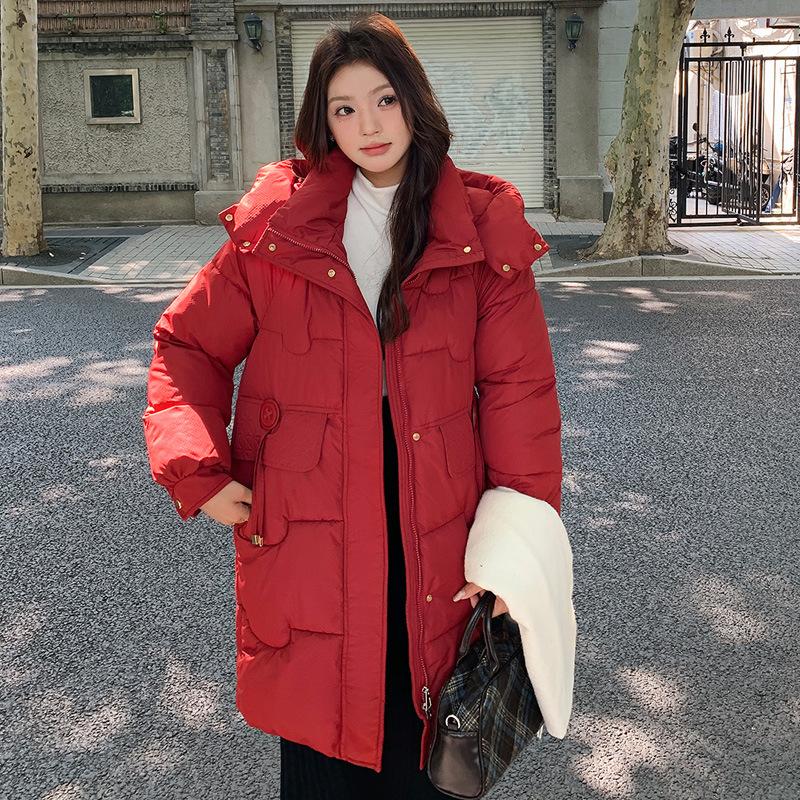 

Женская зимняя куртка на пуху, новый стиль, корейский стиль, приталенная, средней длины, на хлопковой подкладке, большого размера, свободная, повседневная куртка на хлопковой подкладке 3XL