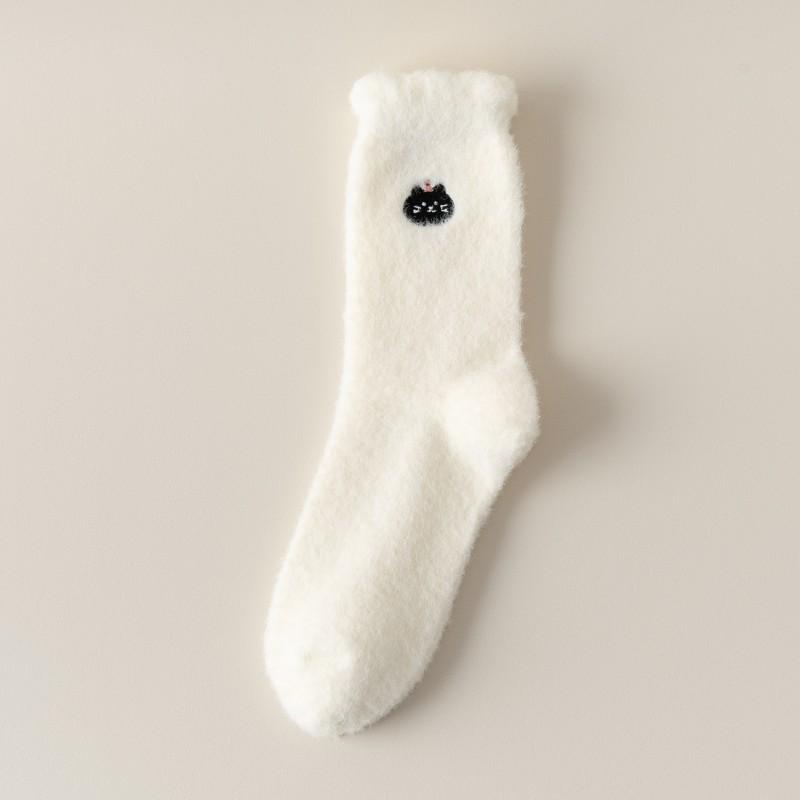 Women's Cable Knit Fleece Mid-Calf Socks - Warm, Thick, and Solid Color for Autumn/Winter