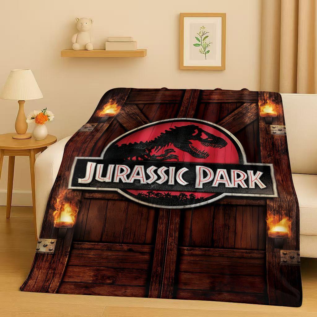Coperta in Flanella Cartoon Dinosauro Jurassic Park 3D, Coperta Morbida Calda in Peluche per Casa Camera da Letto Letto Divano Copertura Ufficio Campeggio