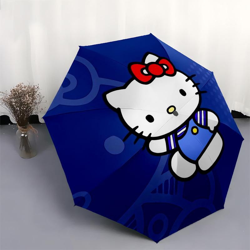 1pc Hello Kitty Blue Circle Umbrella with Plastic Handle,Suitable for All Seasons Home Travel Outdoor UmbrellaSanlio294