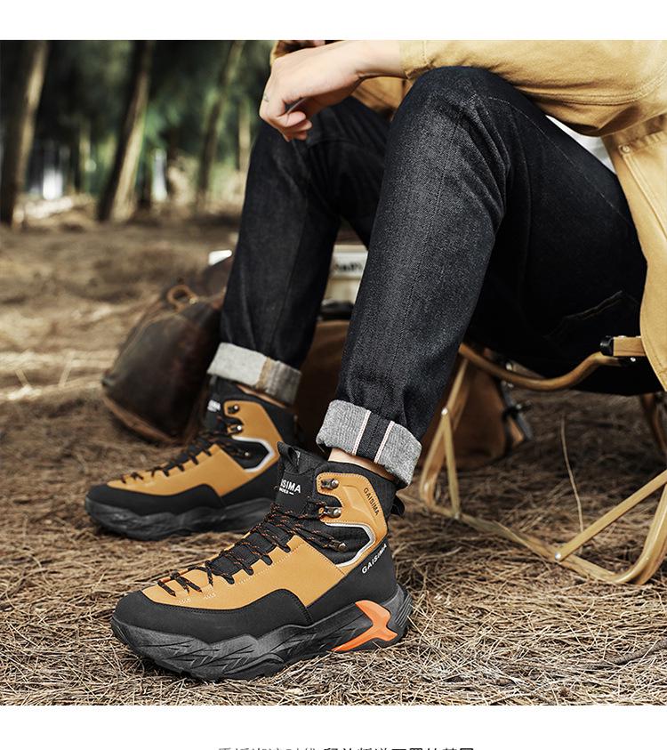 Men's Retro High-Top Hiking Boots: Autumn/Winter Casual Sports Martin Boots for Outdoor and Work.