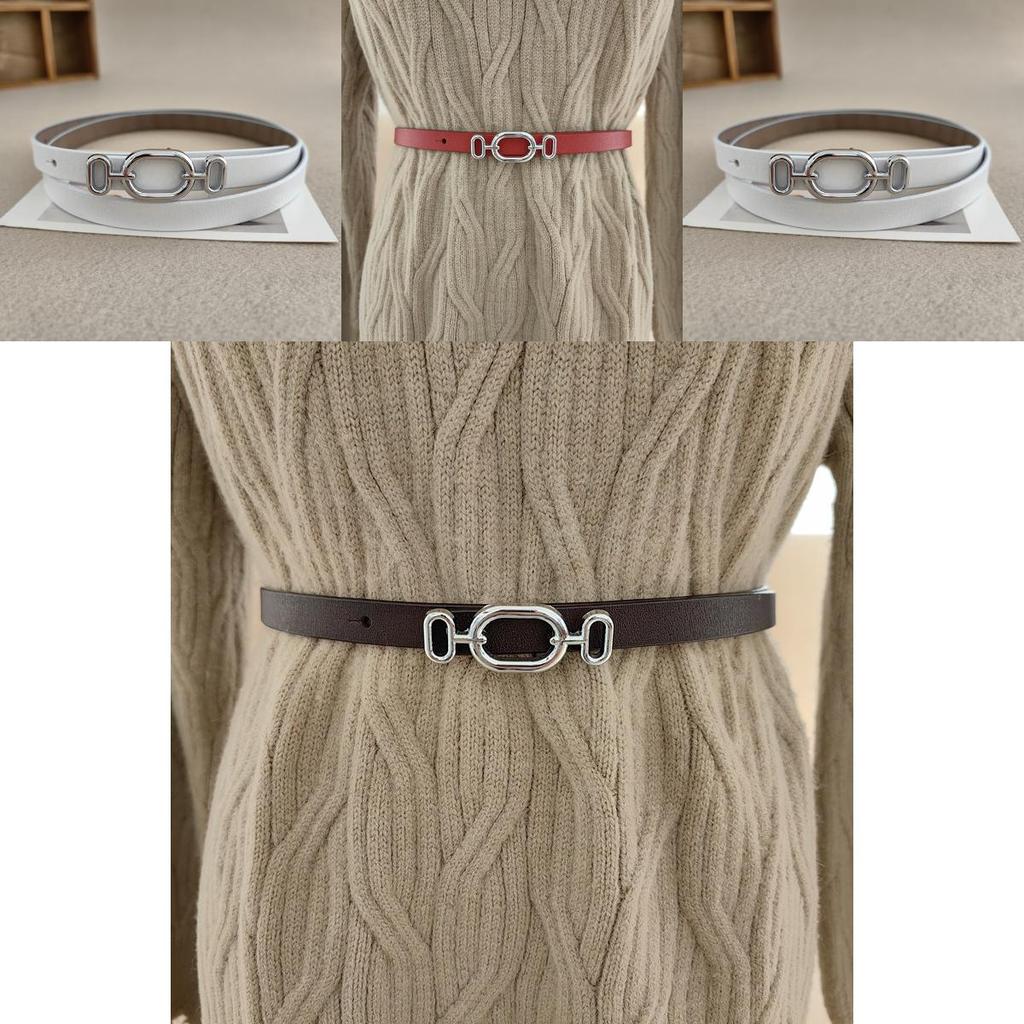 Genuine Twolayer Leather Belt For Women With Metal Buckle Suitable For Shirts And Skirts
