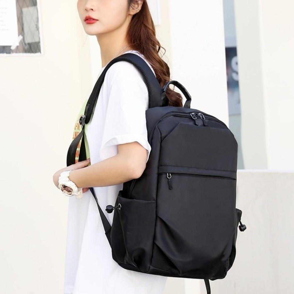 Solid Color Men Backpack Large Capacity Multifunctional Student School Bag Lightweight Laptop Bag Oxford Cloth Backpack Hiking