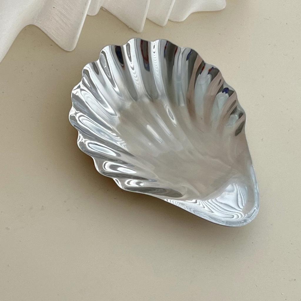 Shell Shape Stainless Steel Dish Plate Metal Cheese Plate Tableware Storage Jewelry Plate Table Decoration