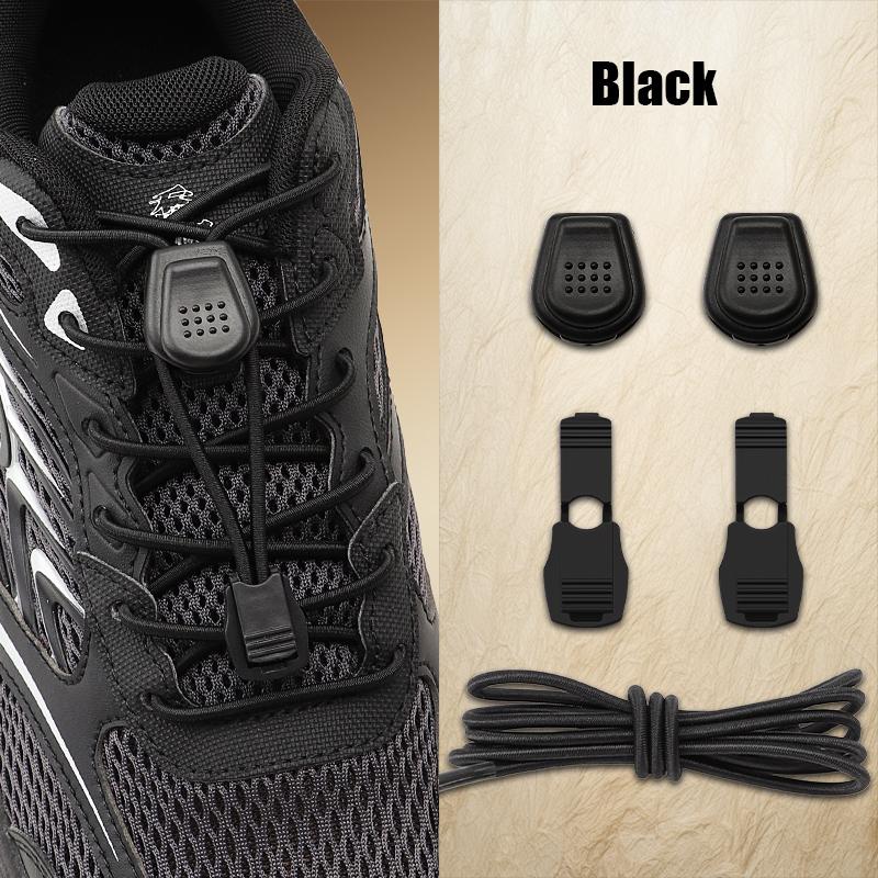 Easy On Off No Tie Shoelaces with Dot Button Quick Lock, Stretch Elastic Laces for All Athletic & Casual, Time-Saving Lazy Laces