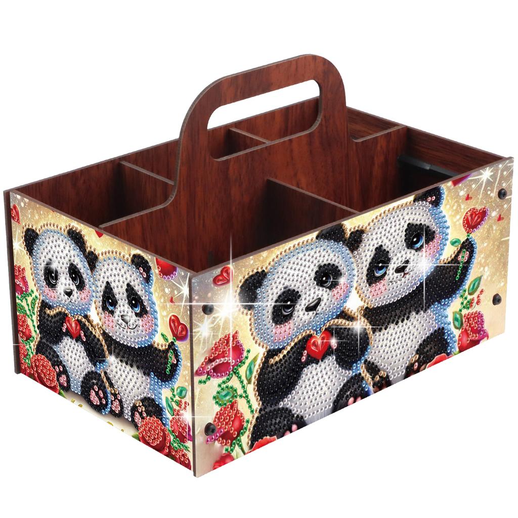 DIY Wooden Diamond Art Painting Storage Box Kit with Handheld Diamond Art Painting Holder Box for Home Office Decor Crafts Gift