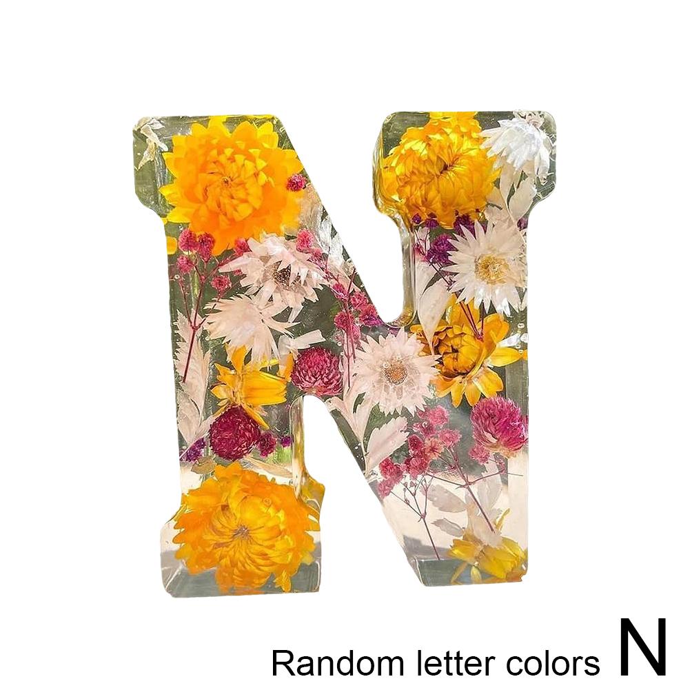Floral Letter Night Light Alphabet Letter LED Lights Luminous Number Lamp Decorative Resin Lamp With Initial Letter & Dry Flower
