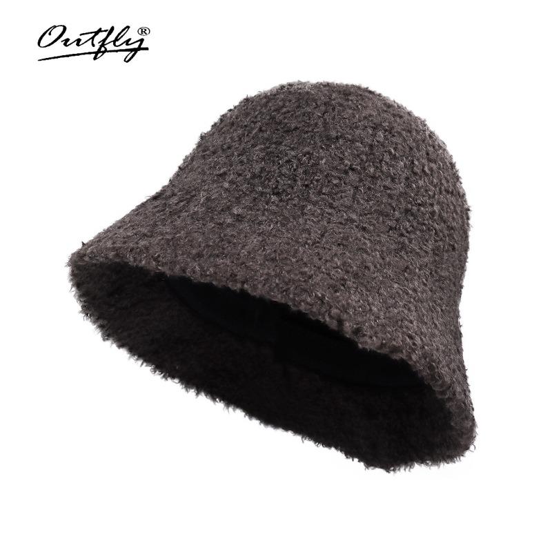 

Autumn and winter imitation lamb wool bucket hat three-dimensional hat type small face thick warm lock gentle soft versatile Adjustable (55-58cm)