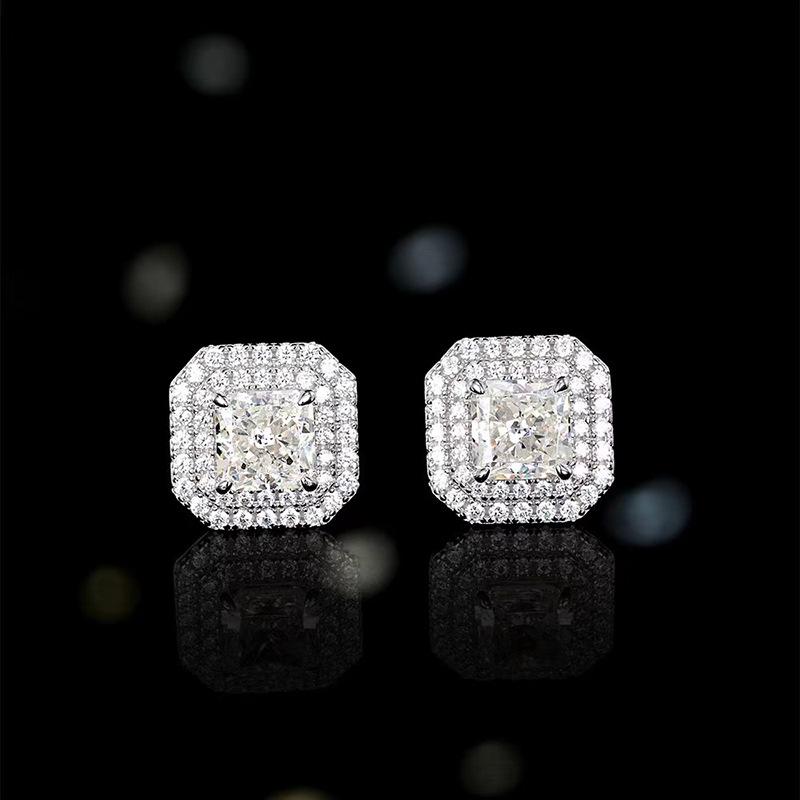 Hui Zhiyi 2023 Bartia Style 925 Silver Simulated One Carat Diamond Pave Earrings