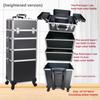 Multi-layer Trolley Box Large Capacity Cosmetic Case Trolley Portable Eyelash Nail Art and Tattoo Embroidery Toolbox
