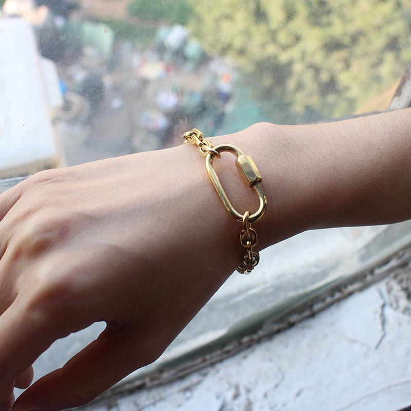6mm Wide Small Links Lock Charm Bracelet Trendy Round Edge Corner Chain for Women Men Hand Wrist Jewelry